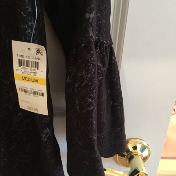 NWT Black/Silver Jacquard Jacket Size M Bell Sleev - Picture 8 of 10